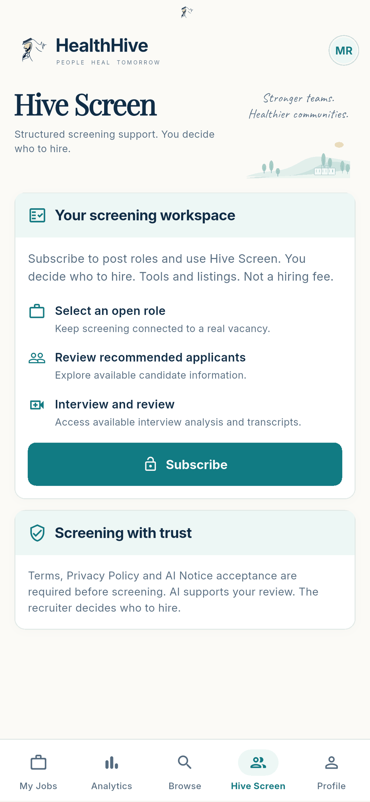 HealthHive hive screen screen