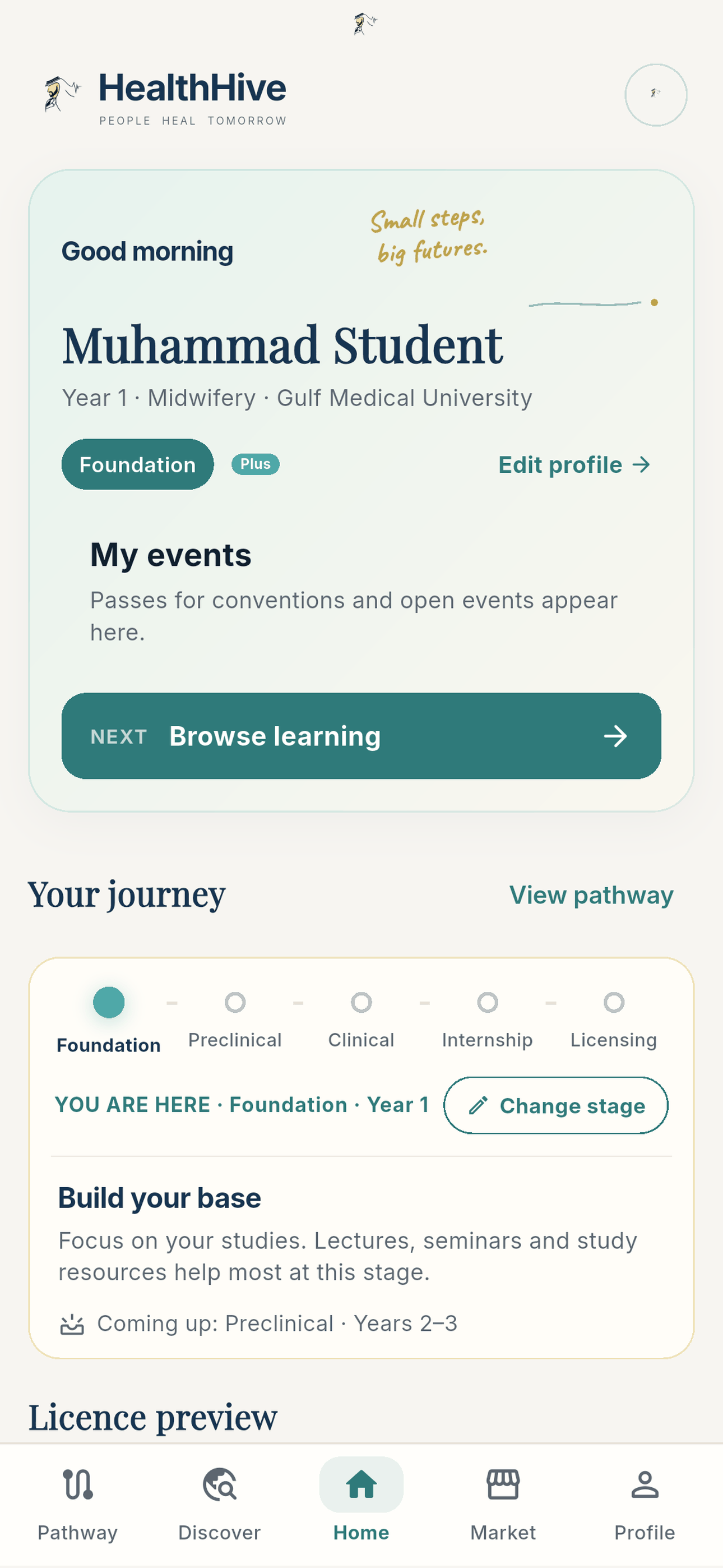 HealthHive home screen